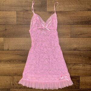 Victoria’s Secret Size Small Lace Mini Dress With Bows Millennial Baby Pink Sexy